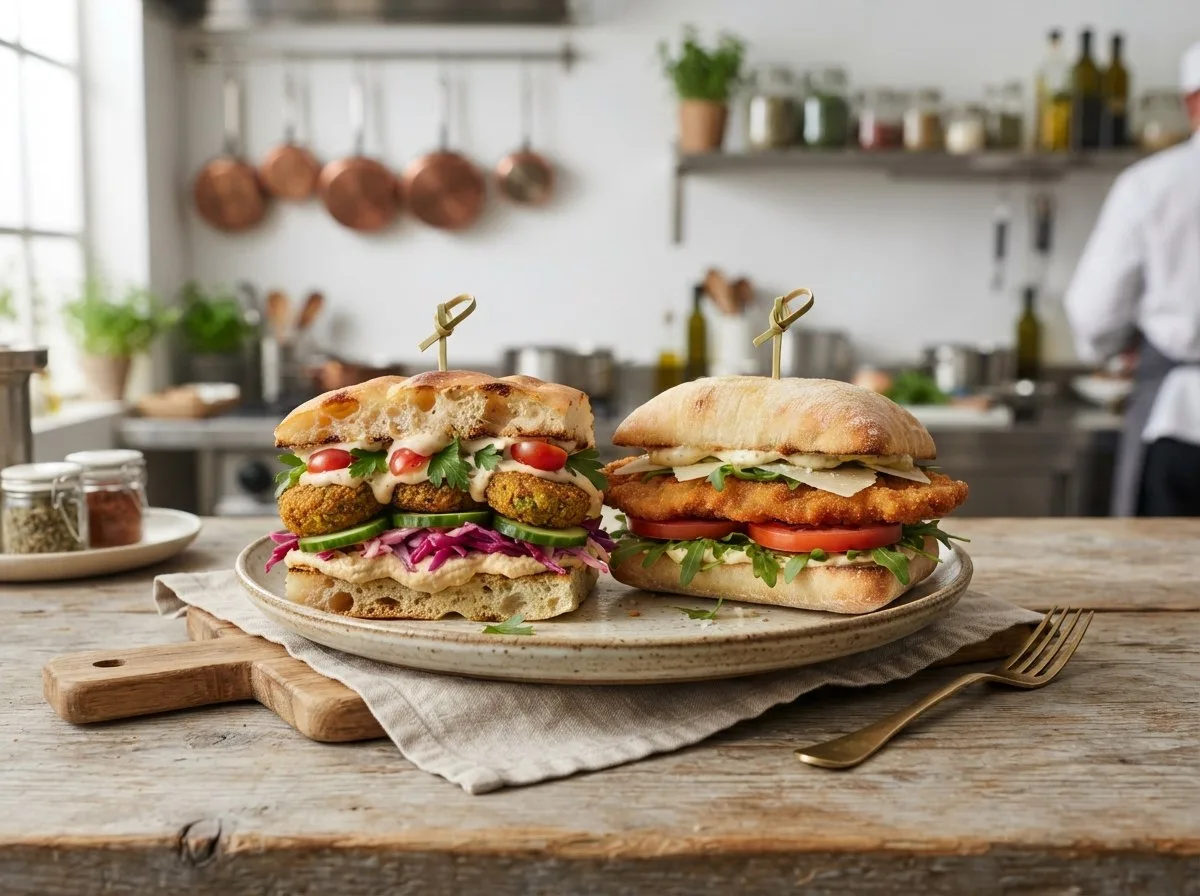 Panino street food afferrato con due mani